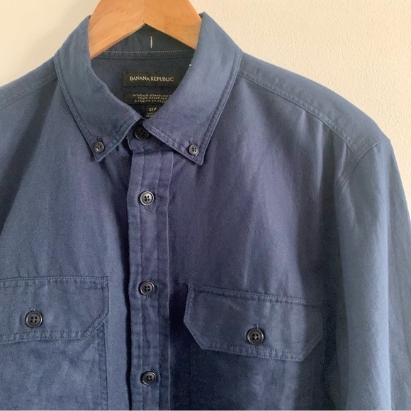 Banana REPUBLIC Heritage Expedition Utility Linen Cotton Blend Shirt Casual Navy - Picture 5 of 15
